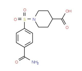 1-{[4-(aminocarbonyl)phenyl]sulfonyl}piperidine-4-carboxylic acid - chemical structure image