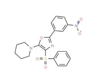 1-[4-Benzenesulfonyl-2-(3-nitro-phenyl)-oxazol-5-yl]-piperidine (CAS 330681-80-6) - chemical structure image