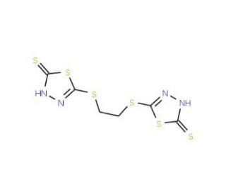 1,4-Bis(5-mercapto-1,3,4-thiadiazole-2-ylthio)ethane (CAS 10486-54-1) - chemical structure image