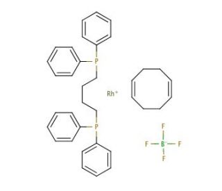 [1,4-Bis(diphenylphosphino)butane](1,5-cyclooctadiene)rhodium(I) tetrafluoroborate (CAS 79255-71-3) - chemical structure imag