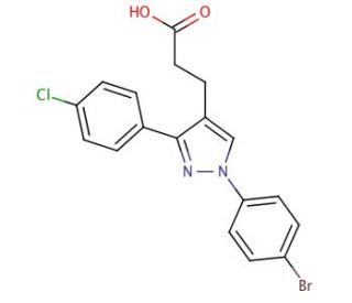 1-(4-Bromophenyl)-3-(4-chlorophenyl)pyrazole-4-propionic acid (CAS 870704-03-3) - chemical structure image