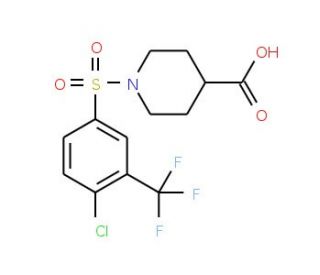 1-{[4-chloro-3-(trifluoromethyl)phenyl]sulfonyl}piperidine-4-carboxylic acid - chemical structure image