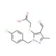 {[1-(4-chlorobenzyl)-4-formyl-3-methyl-1H-pyrazol-5-yl]thio}acetic acid - chemical structure image