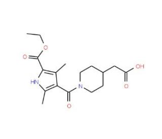 (1-{[4-(Ethoxycarbonyl)-3,5-dimethyl-1H-pyrrol-2-yl]carbonyl}piperidin-4-yl)acetic acid - chemical structure image