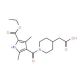 (1-{[4-(Ethoxycarbonyl)-3,5-dimethyl-1H-pyrrol-2-yl]carbonyl}piperidin-4-yl)acetic acid - chemical structure image