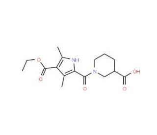 1-{[4-(Ethoxycarbonyl)-3,5-dimethyl-1H-pyrrol-2-yl]carbonyl}piperidine-3-carboxylic acid - chemical structure image