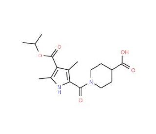 1-{[4-(Isopropoxycarbonyl)-3,5-dimethyl-1H-pyrrol-2-yl]carbonyl}piperidine-4-carboxylic acid - chemical structure image
