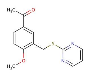 1-[4-Methoxy-3-(pyrimidin-2-ylsulfanylmethyl)-phenyl]-ethanone - chemical structure image