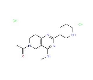 1-(4-Methylamino-2-piperidin-3-yl-7,8-dihydro-5H-pyrido[4,3-d]pyrimidin-6-yl)-ethanone diHCl - chemical structure image