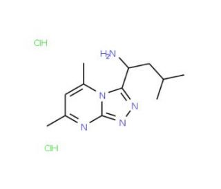 1-(5,7-dimethyl[1,2,4]triazolo[4,3-a]pyrimidin-3-yl)-3-methylbutan-1-amine dihydrochloride - chemical structure image