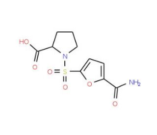 1-{[5-(aminocarbonyl)-2-furyl]sulfonyl}pyrrolidine-2-carboxylic acid - chemical structure image