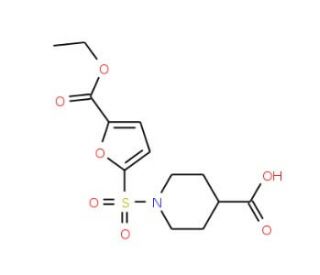 1-{[5-(ethoxycarbonyl)-2-furyl]sulfonyl}piperidine-4-carboxylic acid - chemical structure image