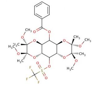 1,6:3,4-Bis-[O-(2,3-dimethoxybutane-2,3-diyl)]-2-O-trifluoromethanesulphonyl-5-O-benzolyl-myo-inositol - chemical structure i