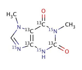 1,7-Dimethylxanthine-2,4,5,6-13C4-1,3,9-15N3 (CAS 1173018-79-5) - chemical structure image