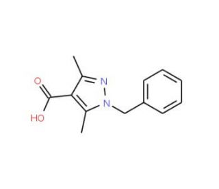 1-Benzyl-3,5-dimethyl-1H-pyrazole-4-carboxylic acid (CAS 108444-25-3) - chemical structure image