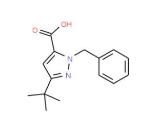 1-Benzyl-3-tert-butyl-1H-pyrazole-5-carboxylic acid (CAS 100957-85-5) - chemical structure image