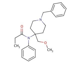 1-Benzyl-4-[N-(1-propanoyl)-N-phenylamino]-4-methoxymethylpiperidine (CAS 61086-12-2) - chemical structure image