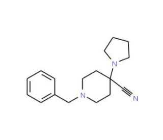 1-Benzyl-4-pyrrolidin-1-ylpiperidine-4-carbonitrile - chemical structure image
