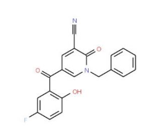 1-Benzyl-5-(5-fluoro-2-hydroxy-benzoyl)-2-oxo-1,2-dihydro-pyridine-3-carbonitrile - chemical structure image