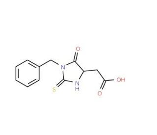 (1-Benzyl-5-oxo-2-thioxo-imidazolidin-4-yl)-acetic acid (CAS 52730-34-4) - chemical structure image