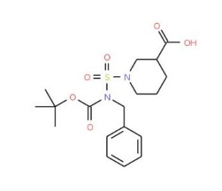 1-{[Benzyl(tert-butoxycarbonyl)amino]sulfonyl}-3-piperidinecarboxylic acid - chemical structure image