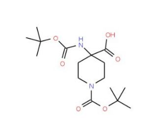 1-Boc-(4-N-Boc-amino)piperidine-4-carboxylic acid (CAS 189321-65-1) - chemical structure image