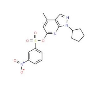 1-cyclopentyl-4-methyl-1H-pyrazolo[3,4-b]pyridin-6-yl 3-nitrobenzenesulfonate - chemical structure image