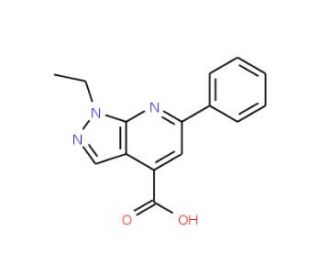 1-ethyl-6-phenyl-1H-pyrazolo[3,4-b]pyridine-4-carboxylic acid (CAS 924118-62-7) - chemical structure image