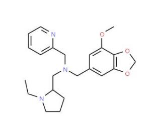 (1-Ethyl-pyrrolidin-2-ylmethyl)-(7-methoxy-benzo-[1,3]dioxol-5-ylmethyl)-pyridin-2-ylmethyl-amine - chemical structure image