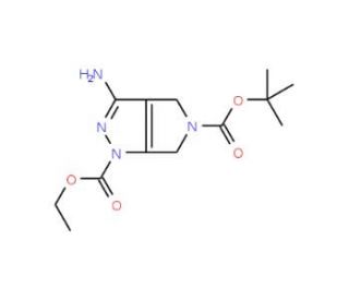1-Ethyloxycarbonyl-5-Boc-3-amino-4,6-dihydro-pyrrolo[3,4-c]pyrazole (CAS 398495-65-3) - chemical structure image