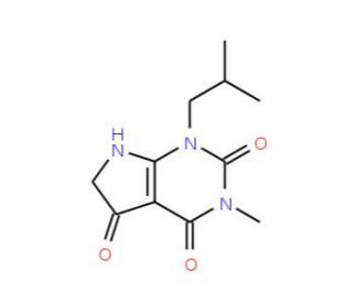 1-isobutyl-3-methyl-6,7-dihydro-1H-pyrrolo[2,3-d]pyrimidine-2,4,5(3H)-trione - chemical structure image