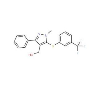 [1-Methyl-3-phenyl-5-[3-(trifluoromethyl)phenylthio]-1H-pyrazol-4-yl]methanol - chemical structure image