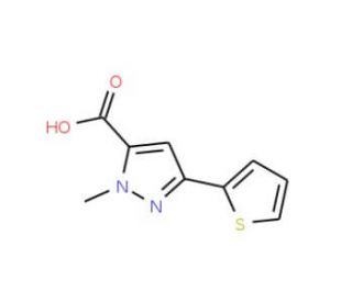 1-Methyl-3-thien-2-yl-1H-pyrazole-5-carboxylic acid (CAS 871825-56-8) - chemical structure image