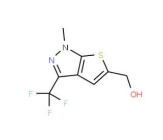 [1-Methyl-3-(trifluoromethyl)-1H-thieno-[2,3-c]pyrazol-5-yl]methanol - chemical structure image