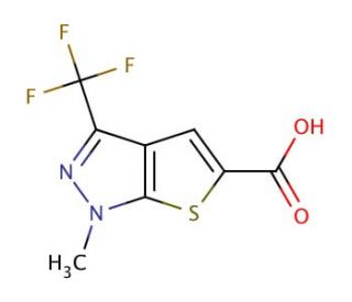 1-Methyl-3-(trifluoromethyl)-1H-thieno[2,3-c]pyrazole-5-carboxylic acid - chemical structure image