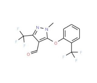 1-Methyl-3-(trifluoromethyl)-5-[2-(trifluoro-methyl)phenoxy]-1H-pyrazole-4-carbaldehyde - chemical structure image