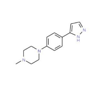 1-methyl-4-[4-(1H-pyrazol-5-yl)phenyl]piperazine - chemical structure image