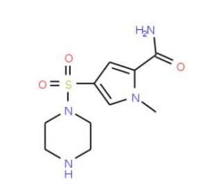 1-methyl-4-(piperazin-1-ylsulfonyl)-1H-pyrrole-2-carboxamide - chemical structure image