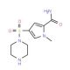1-methyl-4-(piperazin-1-ylsulfonyl)-1H-pyrrole-2-carboxamide - chemical structure image