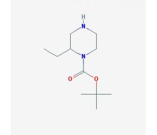 1-N-(tert-Butoxycarbonyl)-2-ethyl-piperazine (CAS 393781-71-0) - chemical structure image