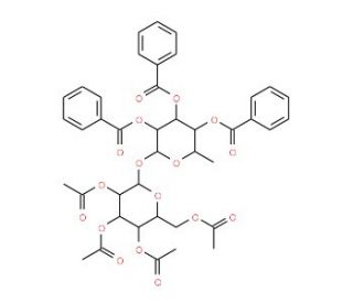 1-O-(2&prime;,3&prime;,4&prime;-Tri-O-benzoyl-&alpha;-L-fucopyranosyl)-2,3,4,6-tetra-O-acetyl-galactopyranoside - chemical structure image