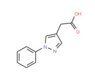 (1-phenyl-1H-pyrazol-4-yl)acetic acid (CAS 35715-77-6) - chemical structure image