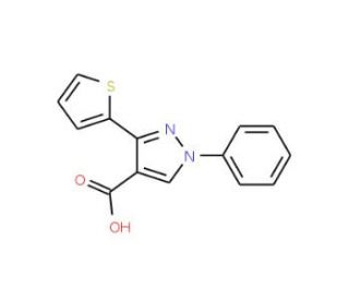 1-Phenyl-3-thiophen-2-yl-1H-pyrazole-4-carboxylic acid - chemical structure image