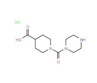 1-(piperazin-1-ylcarbonyl)piperidine-4-carboxylic acid hydrochloride - chemical structure image