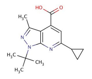 1-tert-butyl-6-cyclopropyl-3-methyl-1H-pyrazolo[3,4-b]pyridine-4-carboxylic acid - chemical structure image