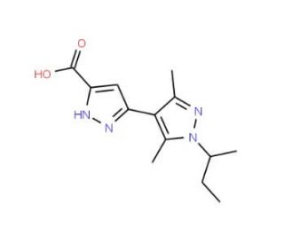 1&prime;-sec-butyl-3&prime;,5&prime;-dimethyl-1H,1&prime;H-3,4&prime;-bipyrazole-5-carboxylic acid - chemical structure image