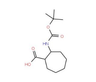 (1R,2S)-Boc-2-aminocyclo-heptanecarboxylic acid (CAS 1212407-62-9) - chemical structure image