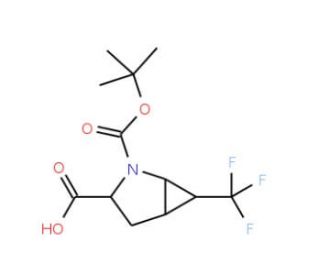 (1S,3S,5S,6S)-2-(tert-butoxycarbonyl)-6-(trifluoromethyl)-2-azabicyclo[3.1.0]hexane-3-carboxylic acid - chemical structure im