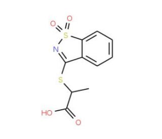2-[(1,1-dioxido-1,2-benzisothiazol-3-yl)thio]propanoic acid - chemical structure image