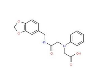 [{2-[(1,3-Benzodioxol-5-ylmethyl)amino]-2-oxoethyl}(phenyl)amino]acetic acid - chemical structure image